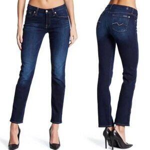 *50off3* NWOT 7FAM Karah Mid-Rise Straight Leg Jeans 28x31 Dark Wash